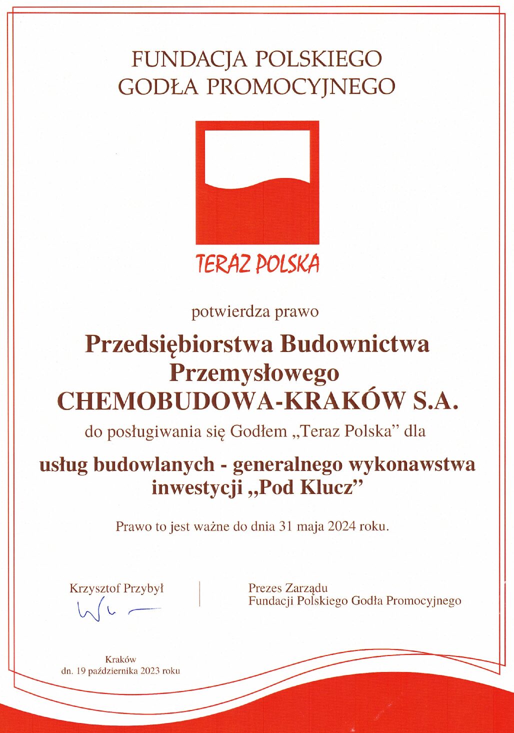 Winner of the “Teraz Polska” competition