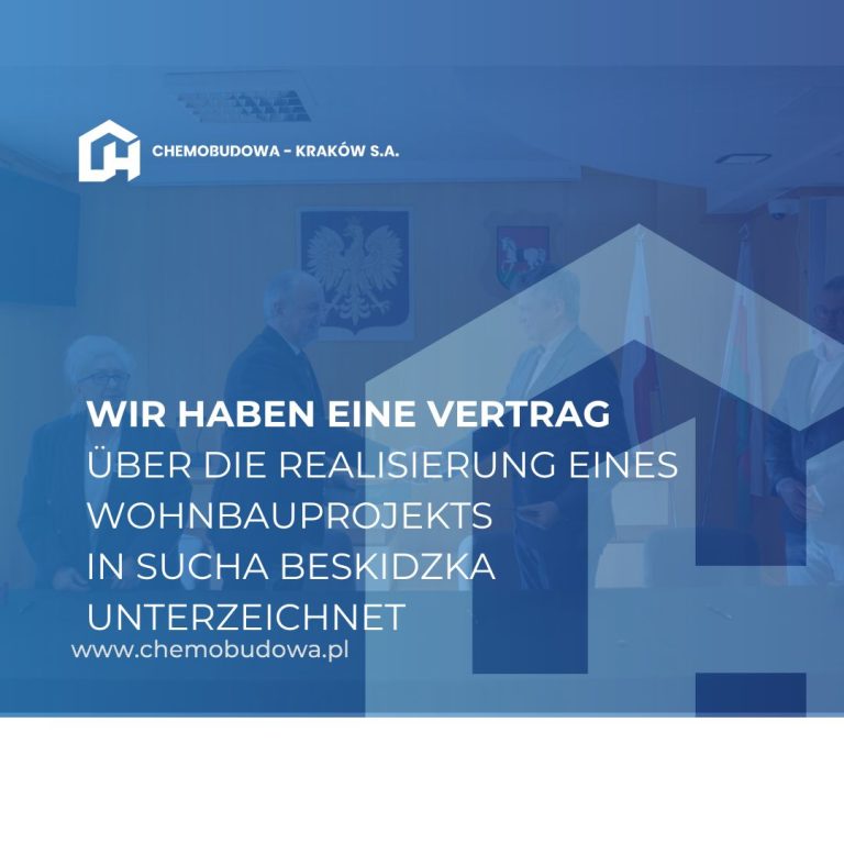Wir haben einen Vertrag für ein Wohnbauprojekt in Sucha Beskidzka unterzeichnet