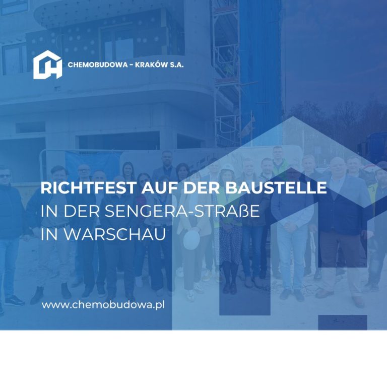 Richtfest auf der Baustelle in der Sengera-Straße in Warschau
