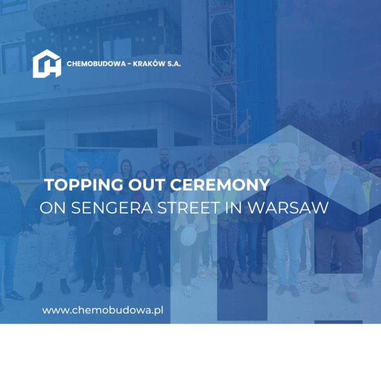 Topping out ceremony at the construction site on Sengera street in Warsaw