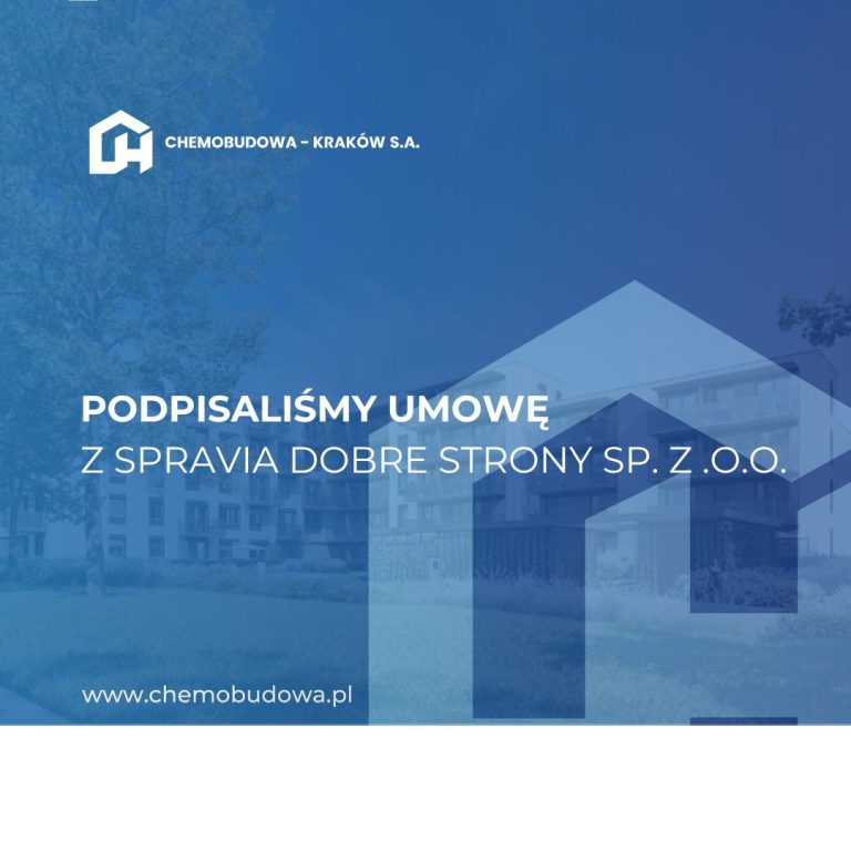 Podpisaliśmy umowę ze&nbsp;Spravią na&nbsp;realizację inwestycji mieszkaniowej w&nbsp;Krakowie